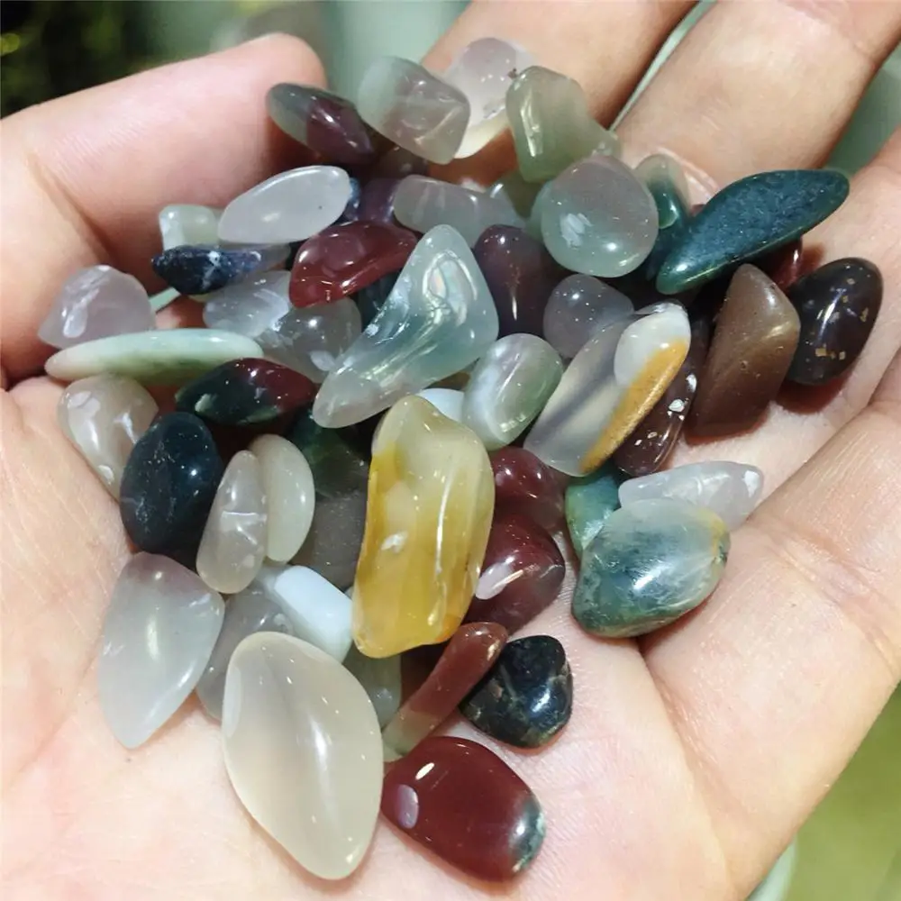 100 г натуральный фиолетовый зеленый бисер из драгоценного камня тумблинг