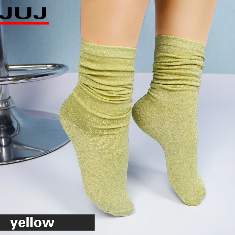 Новинка 2021 шикарные женские блестящие носки золотистые и Серебристые короткие