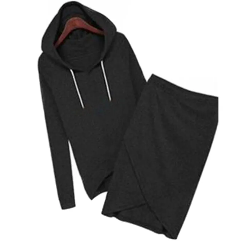

2020 NEW Hooded Hoodies Top And Skirt Two Piece Set Women Autumn Black women's Set Tracksuit 2 Piece Set Women Conjunto Feminino
