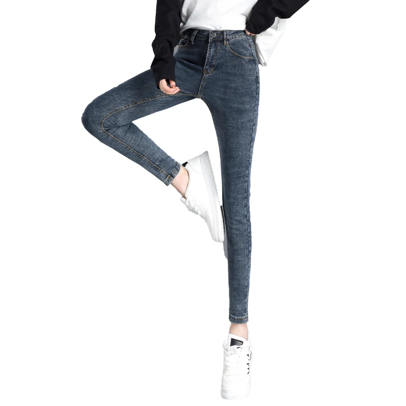 

Ff8501 2019 новые осенние зимние женские модные повседневные джинсовые брюки облегающие джинсы с высокой талией женские джинсы