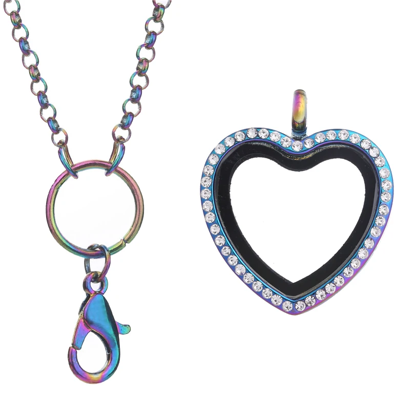 Цепочка-медальон Женская из сплава радужного цвета с памятью сердца цепочкой 60
