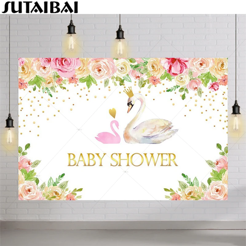 

Swan Princess Theme Newborn Child Portrait Flowers Party Cake Backdrop Custom Birthday Decoration Girls Photo Studio Props