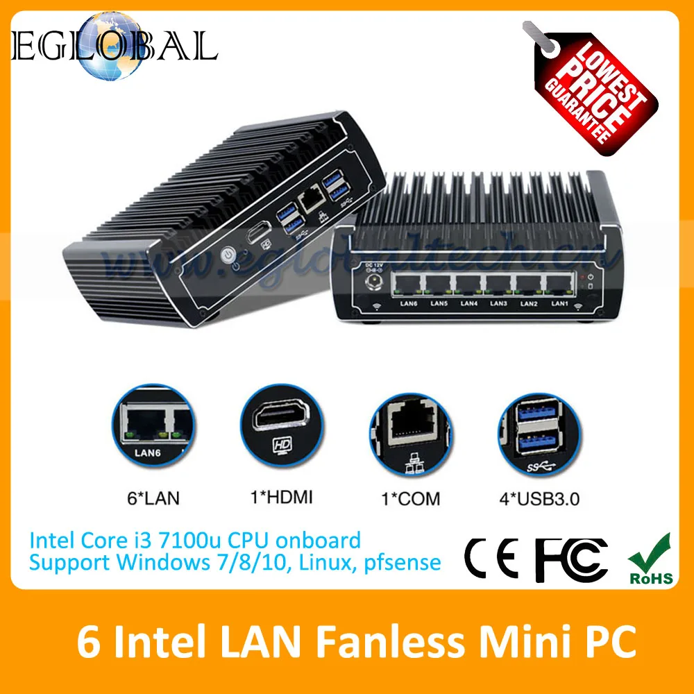 Мини ПК Pfsense 6 * Intel 1000M LAN Core i3 7100U I5 7200U Celeron 3855U|Мини ПК| |