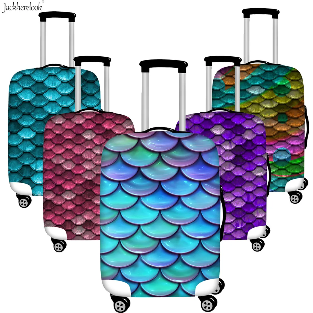 Чемодан на колесиках с блестящими рыбьими весами разноцветный | Багаж и сумки