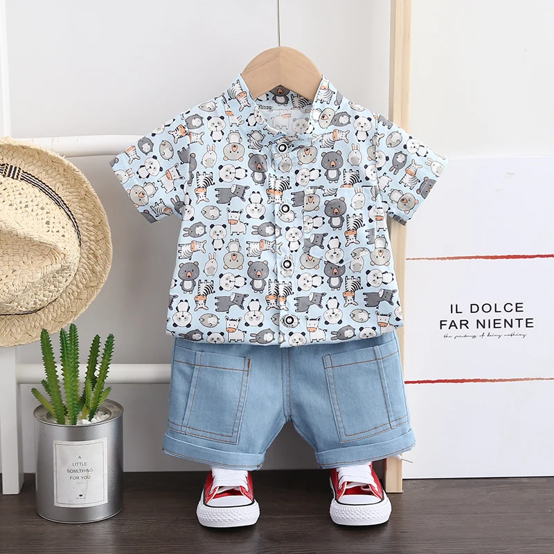 Летняя одежда для малышей 2020 комплекты одежды маленьких мальчиков рубашка с