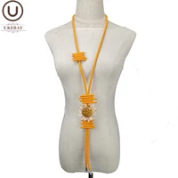 ukebay new flower pendant necklaces female handmade bohemia clothes necklace rubber jewelry fashion gothic accessories wholesale