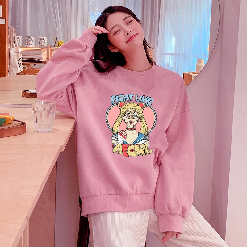 Симпатичные Сейлор Мун толстовки Для женщин женская обувь с милым рисунком