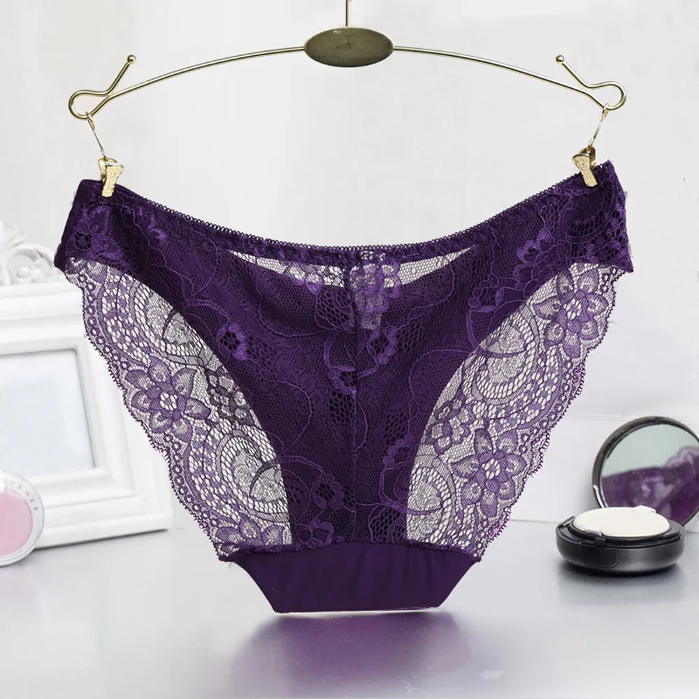 

2021 Lace Panties Ice Silk Seamless Panty Women Low Rise Sexy Transparent Floral Briefs Soft Cotton Crotch Underpants Underwear