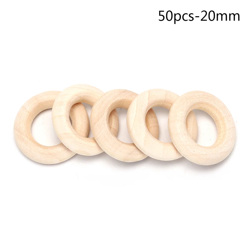 50pcs 20mm 5/10/20/50 шт натуральный зубцы из древесины бусины деревянные кольца Для детей DIY Деревянный аксессуар для изготовления ювелирных изделий 10 Размеры - Цвет: 50pcs 20mm