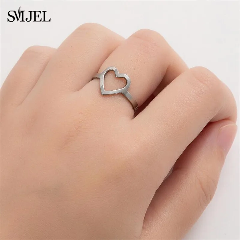 

2021 Simple Love Heart Finger Ring For Women Fashion Party Wedding Jewelry Ring Gift Daily Anniversary Accessories Wholesale