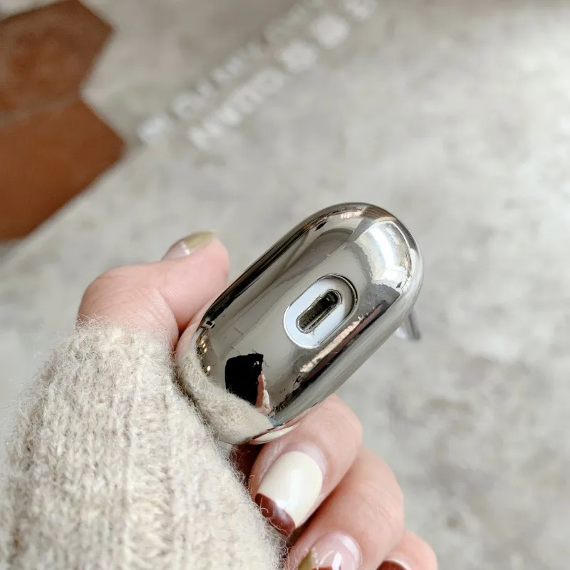Чехол для наушников с гальваническим покрытием Airpods 1 2 3 простой защитный чехол