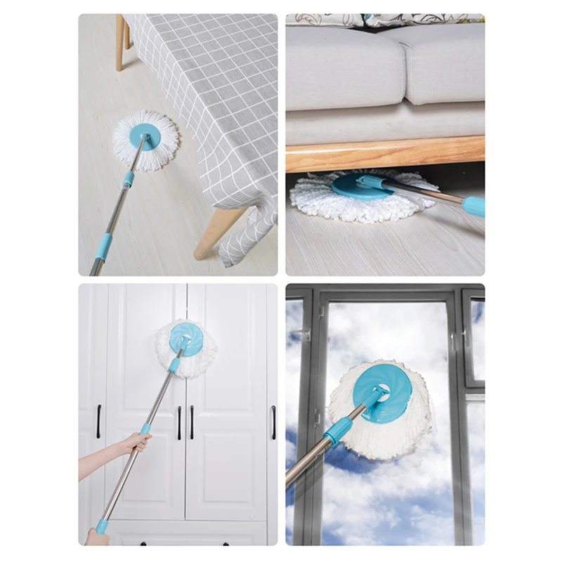 

360 Degree Rotating Head Floor Mop Bucket Microfiber Portable Cleaning for Home