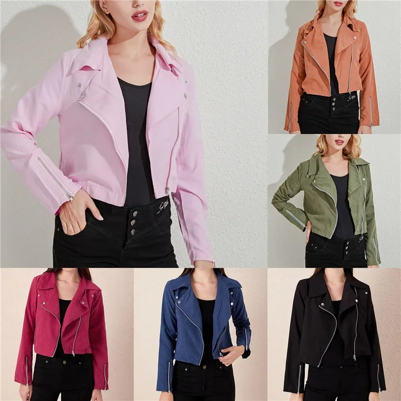 

Осень 2021, мотоциклетные замшевые куртки, желтая кожаная куртка, Женское пальто, тонкая замшевая куртка