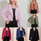 Осень 2021, мотоциклетные замшевые куртки, желтая кожаная куртка, Женское пальто, тонкая замшевая куртка