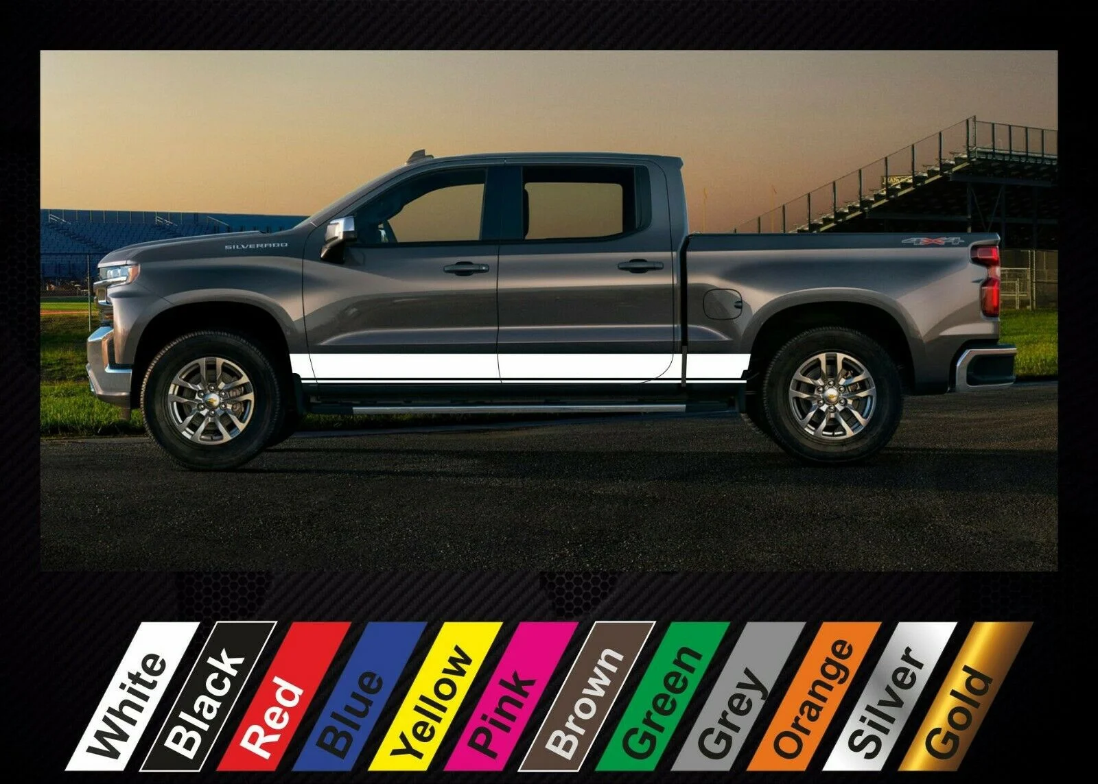 

For x2 stickers Chevrolet Silverado graphics side stripe decal sticker #21