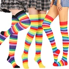Сексуальные цветные радужные носки Medias, женские гольфы выше колена, чулки выше колена, теплые гольфы для девушек