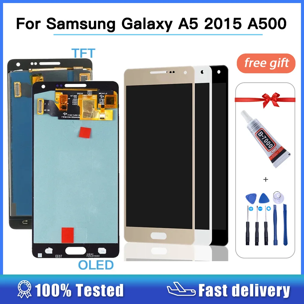 OLED TFT LCD for SAMSUNG Galaxy A5 2015 Display Touch Screen A500 SM-A500 A500F A500FU A500M A500Y A500FQ Adjust brightness | Мобильные