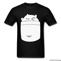 cute bongo cat pocket t shirt lovers day kawaii casual short sleeve o neck tshirts 3d cat t shirts