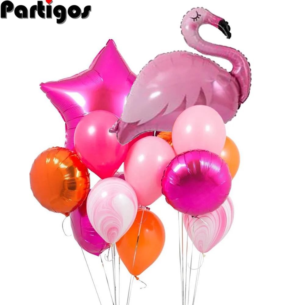 

1set Hawaiian Party Flamingo Balloons 18inch Heart Star Balls Tropical Summer Party Supplies Wedding Kids Birthday Decorations
