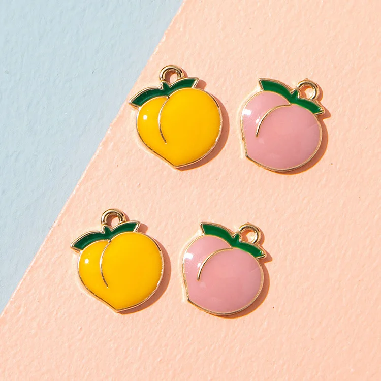 10 штук 15*18 мм милые маленькие персиковые подвески-подвески для изготовления ювелирных изделий Модные самодельные серьги ожерелье оптом.