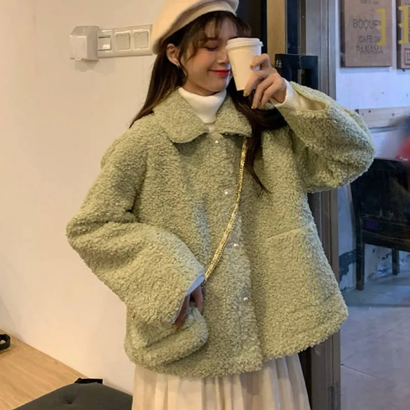 Элегантное пальто из искусственного меха Женская осенне-зимняя теплая мягкая