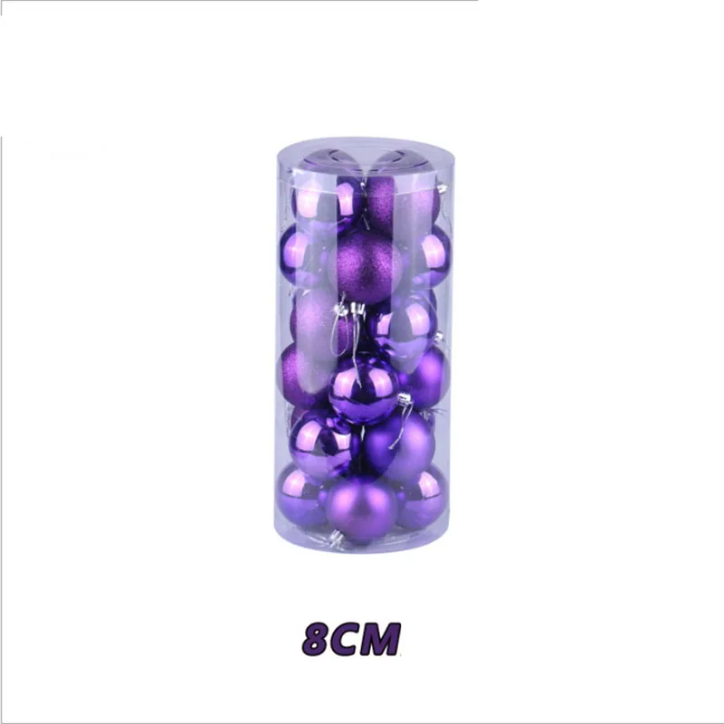 Фиолетовый 8cm/24pcs Christmas Xmas Tree Ball christmas ball christmas decorations for Home Christmas decorations Gift - Цвет: Фиолетовый