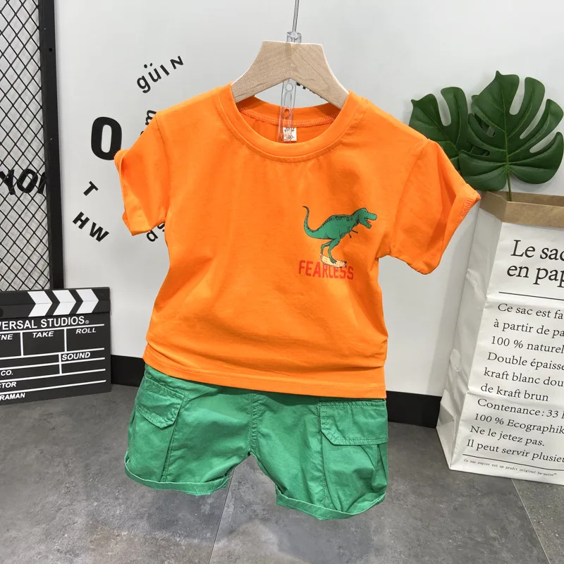 

New Outfits Toddler Boy Clothing Summer cartoon Set Children Clothing Short Sleeve T-Shirt Suit for Boys Suit for Kids Clothes