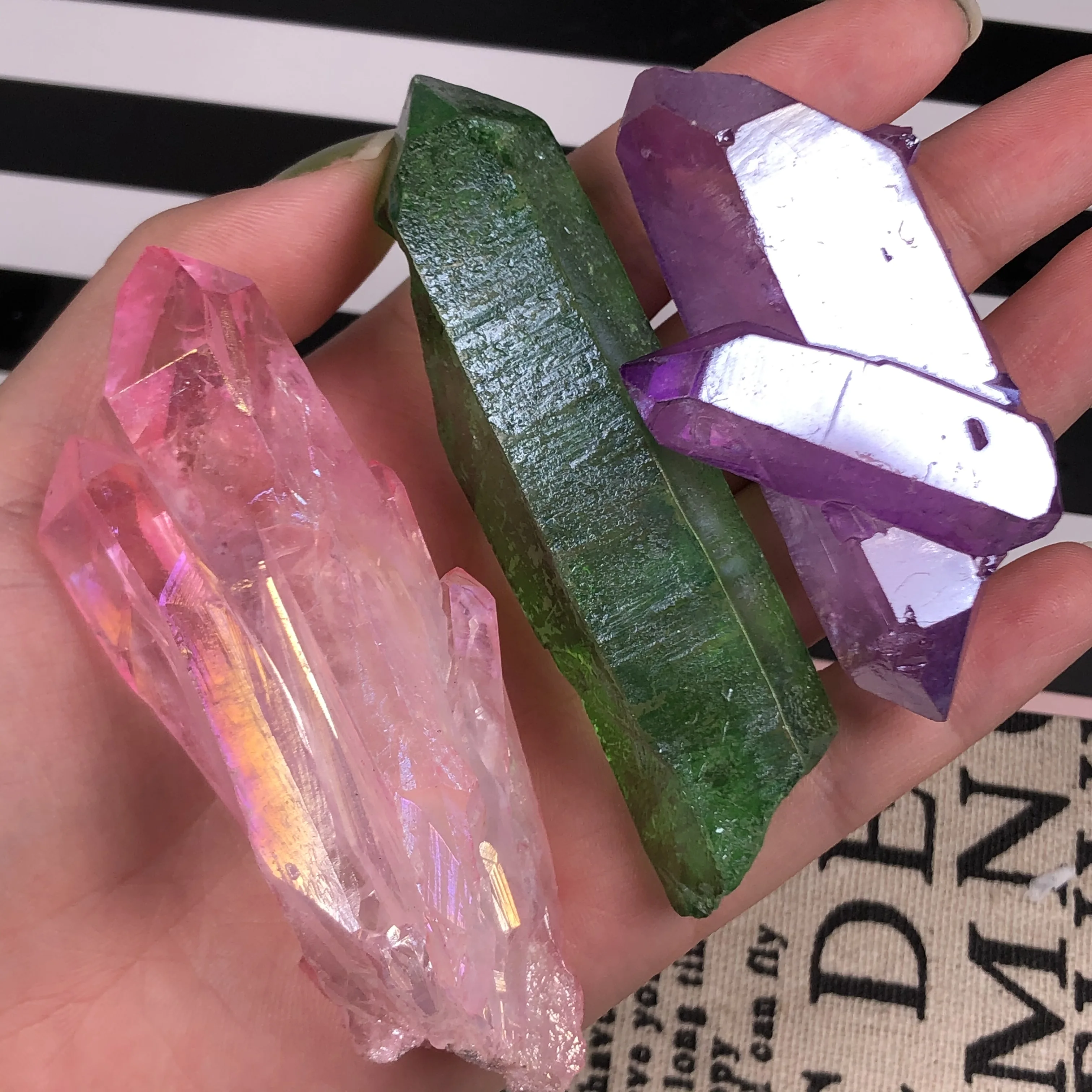 Красота Aura Crystal Point Angel Titanium Quartz amazing Rainbow образцы минералов | Дом и сад