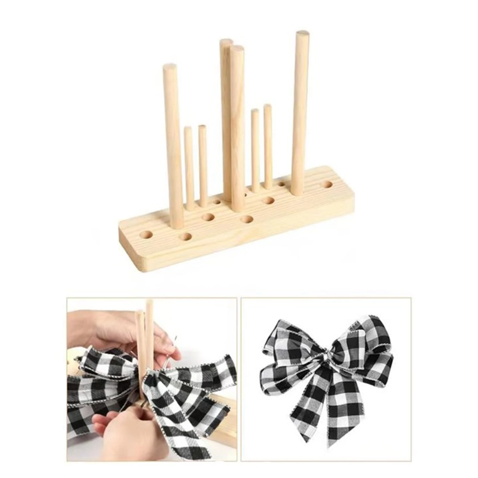 

Satin Bow Maker 5 In 1 Multi-purpose DIY Ribbon Bow Making Tool For Gifts Packing Decoration Wooden Bow Making Rack