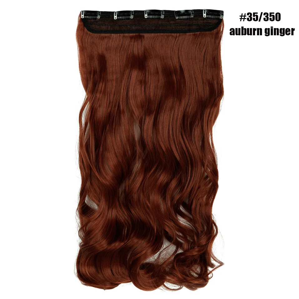auburn ginger S-noilite 2" длинные вьющиеся волосы на клипсах в одном куске настоящие натуральные волнистые синтетические волосы на клипсах 5 клипсах для наращивания волос фиолетовый красный розовый - Цвет: auburn ginger