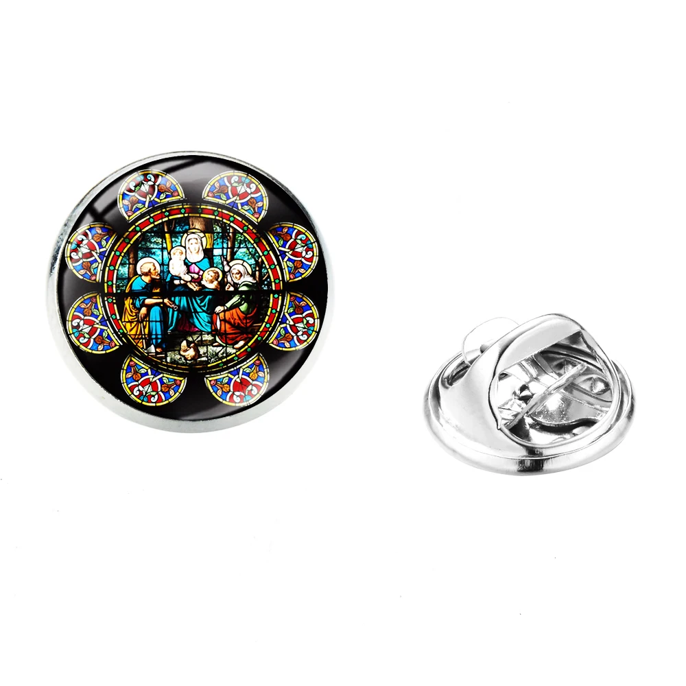 SIAN Notre Dame De Paris Cathedral Statue Brooch The Rose Window Art Pattern Glass Dress Jackets Pin High Quality Stainless Pins | Украшения