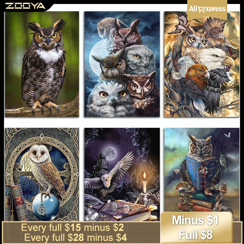 Zooya Новинка 2019 Diy Алмазная Пантинг Сова полный квадратный/круглый 5D вышивка