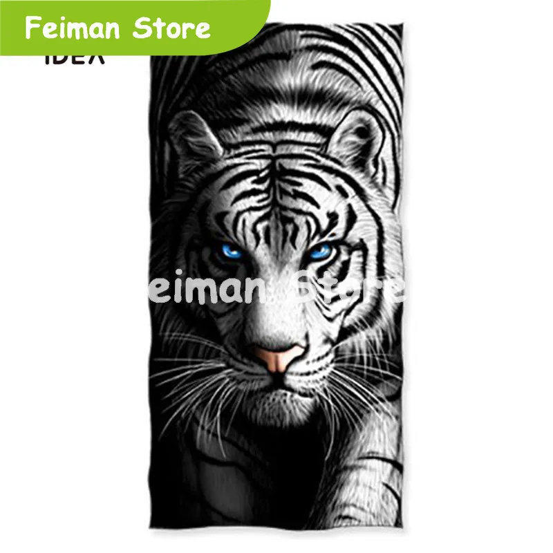 Большое толстое полотенце для ванной s 3D Белый Тигр Дизайн антибактериальные
