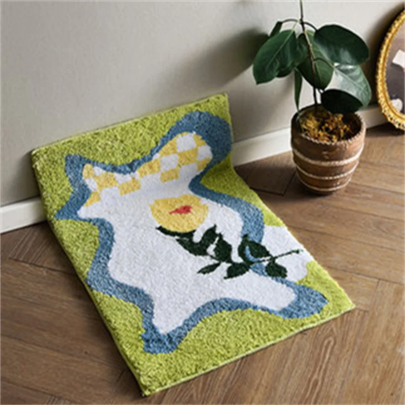 Скандинавский цветочный флорет коврик для ванной комнаты мягкие пушистые