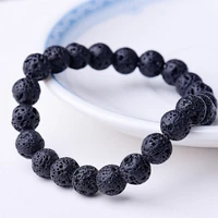 personalized trend natural black volcanic stone simple retro bracelet 8mm bracelet
