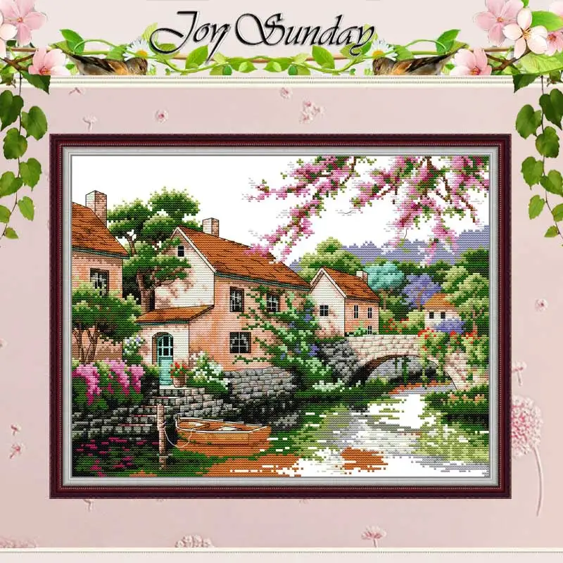 

Rural Landscape Pattern Counted Cross Stitch 11CT 14CT Printed Cross Stitch Set Wholesale Cross-stitch Kit Embroidery Needlework