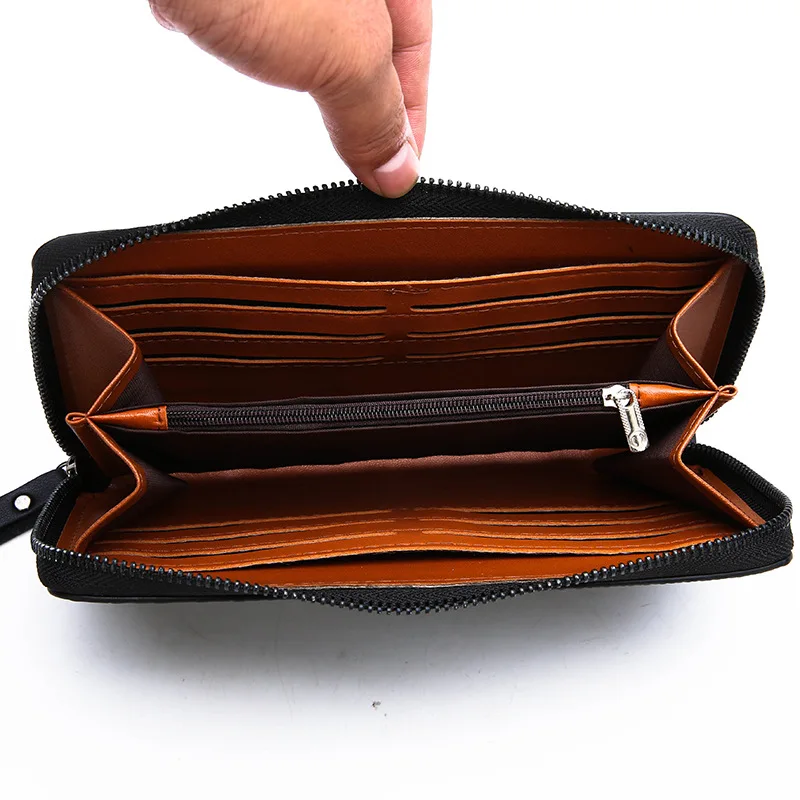 men wallets high quality clutch leather purse card holder male purse zipper large capacity phone bag new wallet for men carteira free global shipping