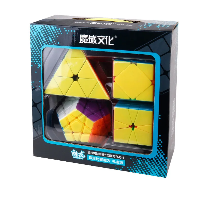 MoYu MeiLong подарочная упаковка 4 шт волшебный куб набор упаковки Pyraminxeds Megaminxeds перекошенный SQ-1 Лот объемная скоростная головоломка игрушки для детей