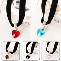 new heart crystal pendant necklaces vintage velvet chokers for women fashion jewelry black ribbon necklace party gift collar