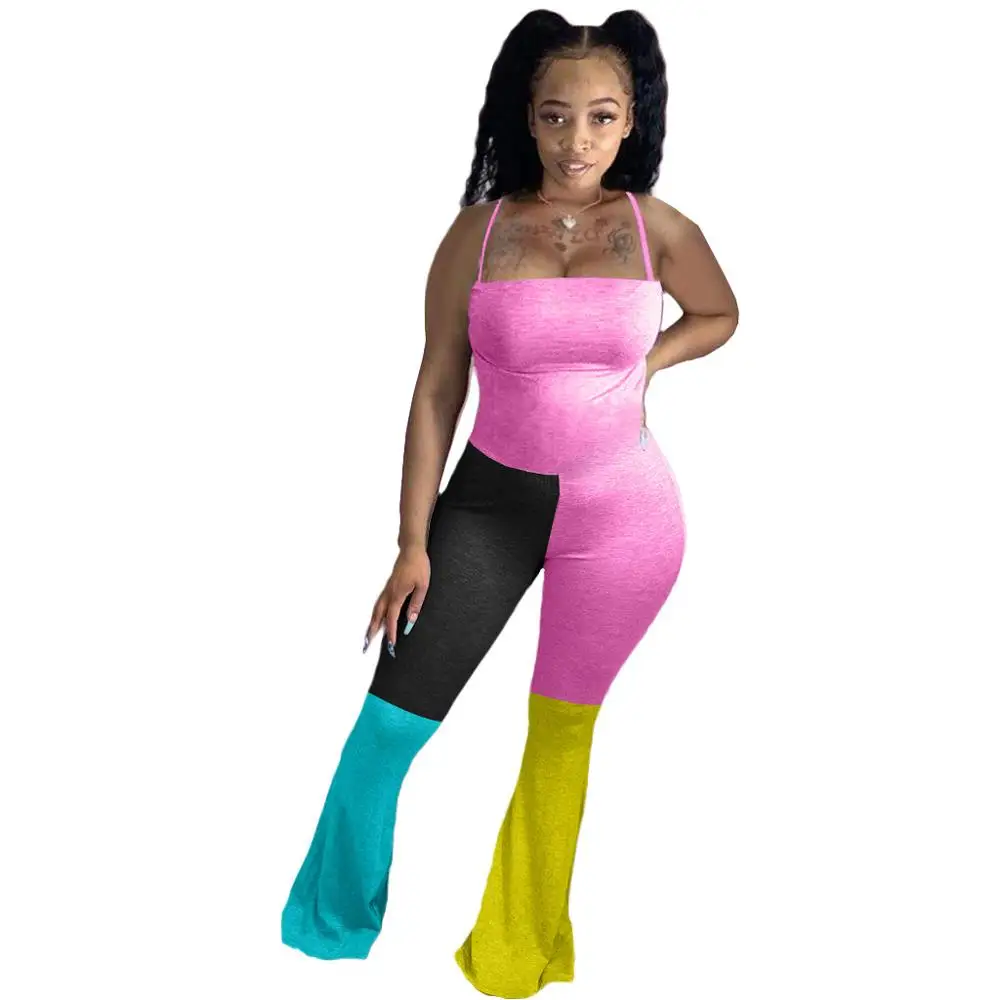 Женский комбинезон на бретелях-спагетти без рукавов