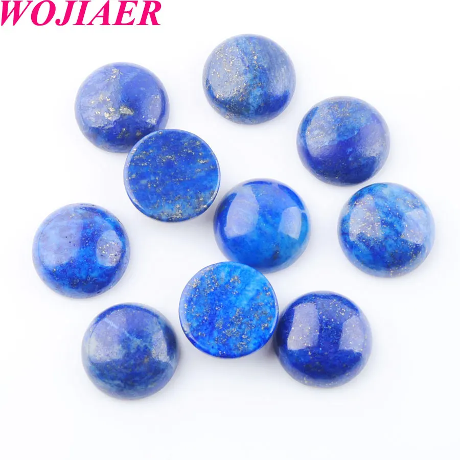 

WOJIAER Lapis Lazuli Gem Stones Round Cabochon CAB No Drill Hole 14x5mm Jewelry Making 50PCS PU8216