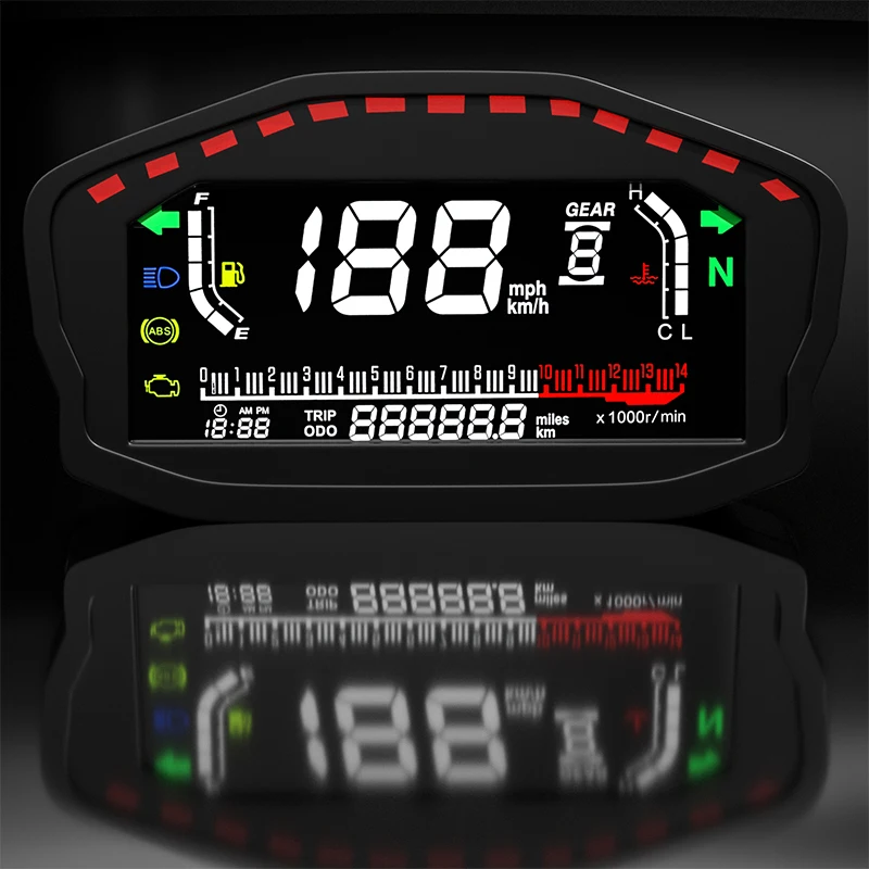 

Универсальный мотоциклетный светодиодный ЖК-дисплей GPS спидометр с цифровой подсветкой водонепроницаемый одометр тахометр для 1,2,4 цилиндр...