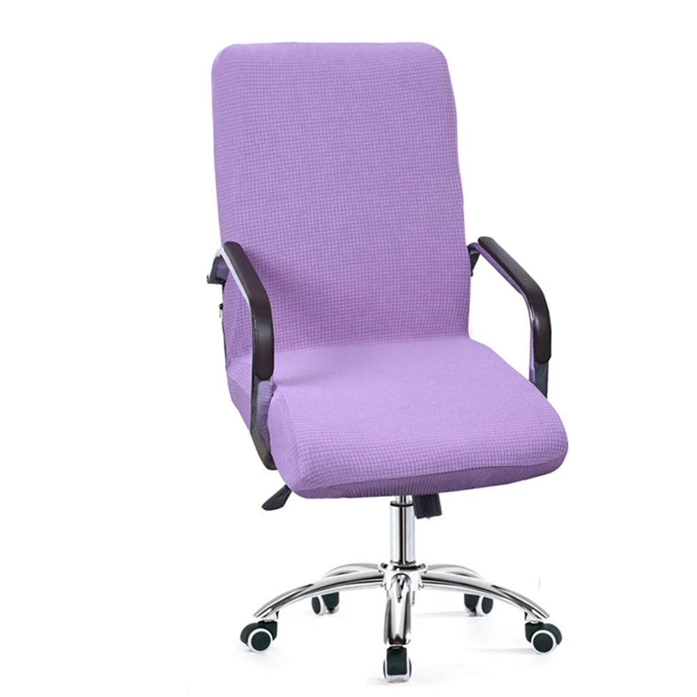 Purple Вращающийся компьютерный Чехол для стула тянущийся офисный налокотник для стула сиденье декоративный стул крышка полиэстер эластичная водонепроницаемая ткань - Цвет: Purple
