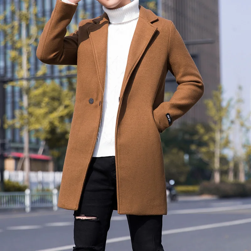 

Wool Trench Coat Men Spring Autumn Men's Plus Size Casual Long Jacket Windbreaker Outerwear High Quality Fashion Woolen Coat 5XL