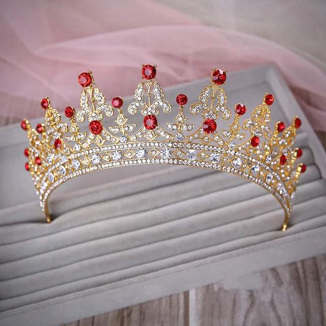 Luxury Wedding Bridal Crystal Tiara Crowns Princess Queen Pageant Prom Rhinestone Veil Headband Hair Accessory Red | Украшения и