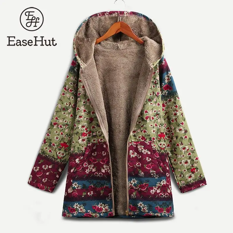 Женская куртка с цветочным принтом EaseHut винтажное свободное повседневное пальто