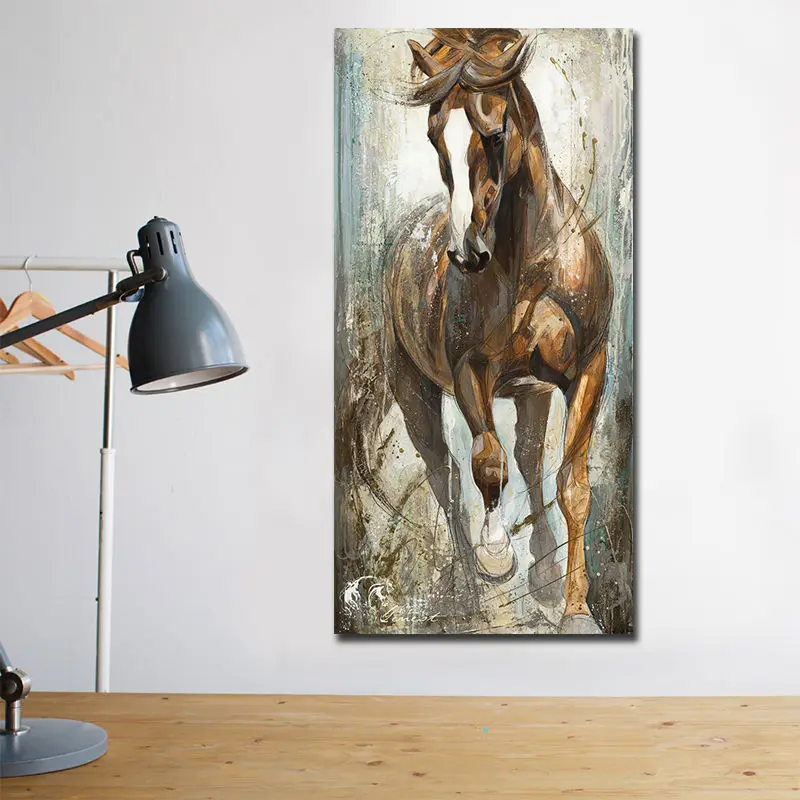 Современная вертикальная картина на холсте с изображением лошади, Cuadros Paintings на стене, домашний декор, постеры, печати, картины искусства без рамы.