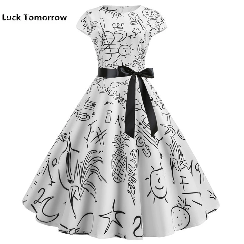 2019 повседневное женское платье 50S 60S рокабилли Свинг пинап Vestidos с коротким