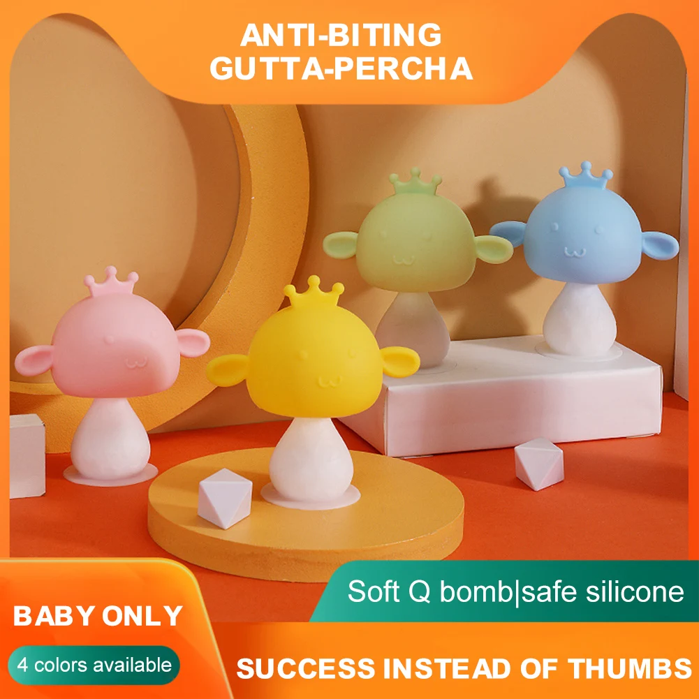 

Baby Mushroom Silicone Teether BPA Free Newborn Chew Teething Toys With Shaker Suction Cup Nursing Appease Nipple Toothbrushes