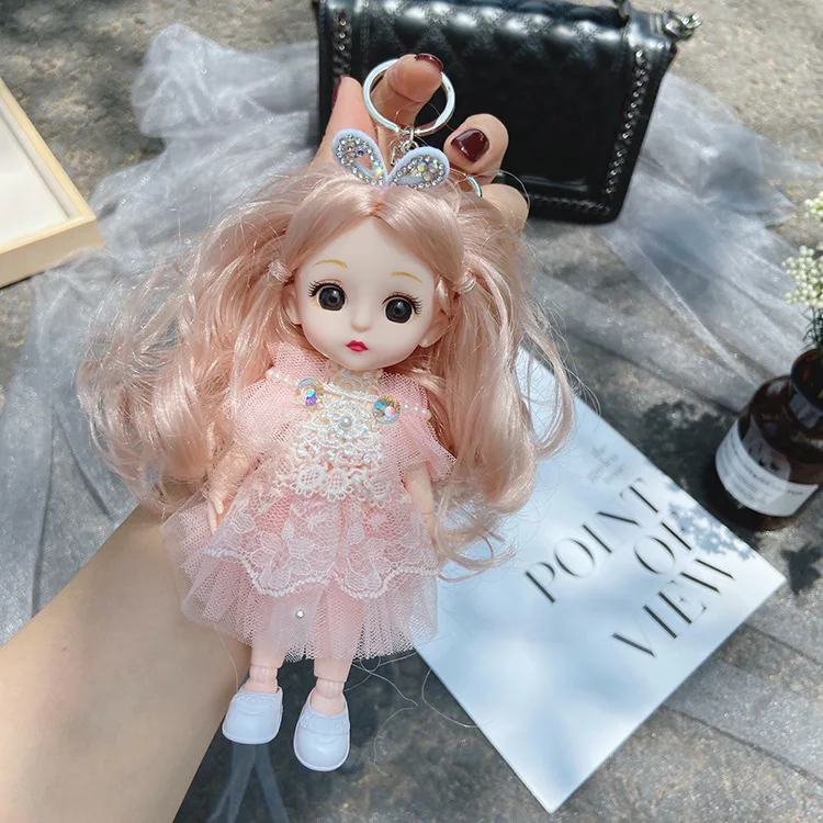Europe and America Cute Creative Doll Keychain Fashion Beauty Girl Charm Keychain Personality Lady Bag Mobile Phone Keychain